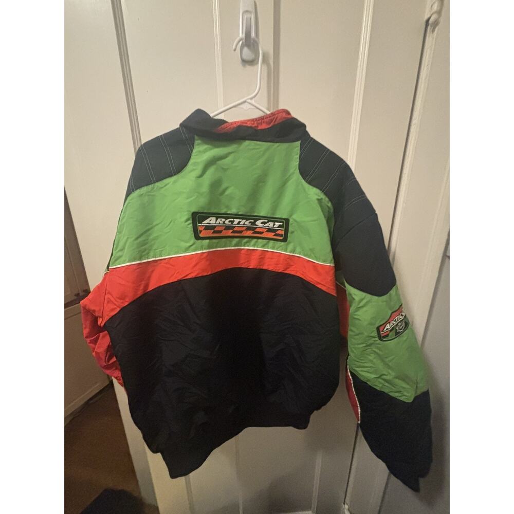 Vintage Arctic‎ Cat Snowmobile Jacket Mens  2XL Racing Neon Green Black - Picture 2 of 7